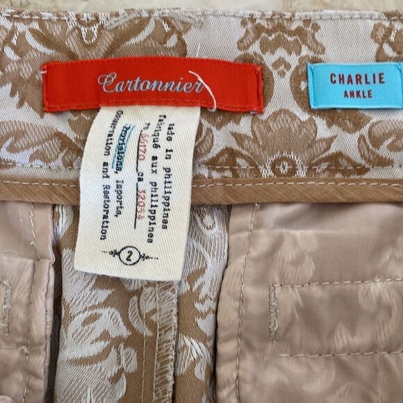 Anthropologie Cartonnier Charlie Ankle Slim Pants Brocade - Picture 8 of 8